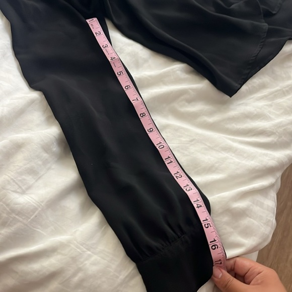 Black cutout choker crepe long sleeve blouse women's large - Picture 9 of 10